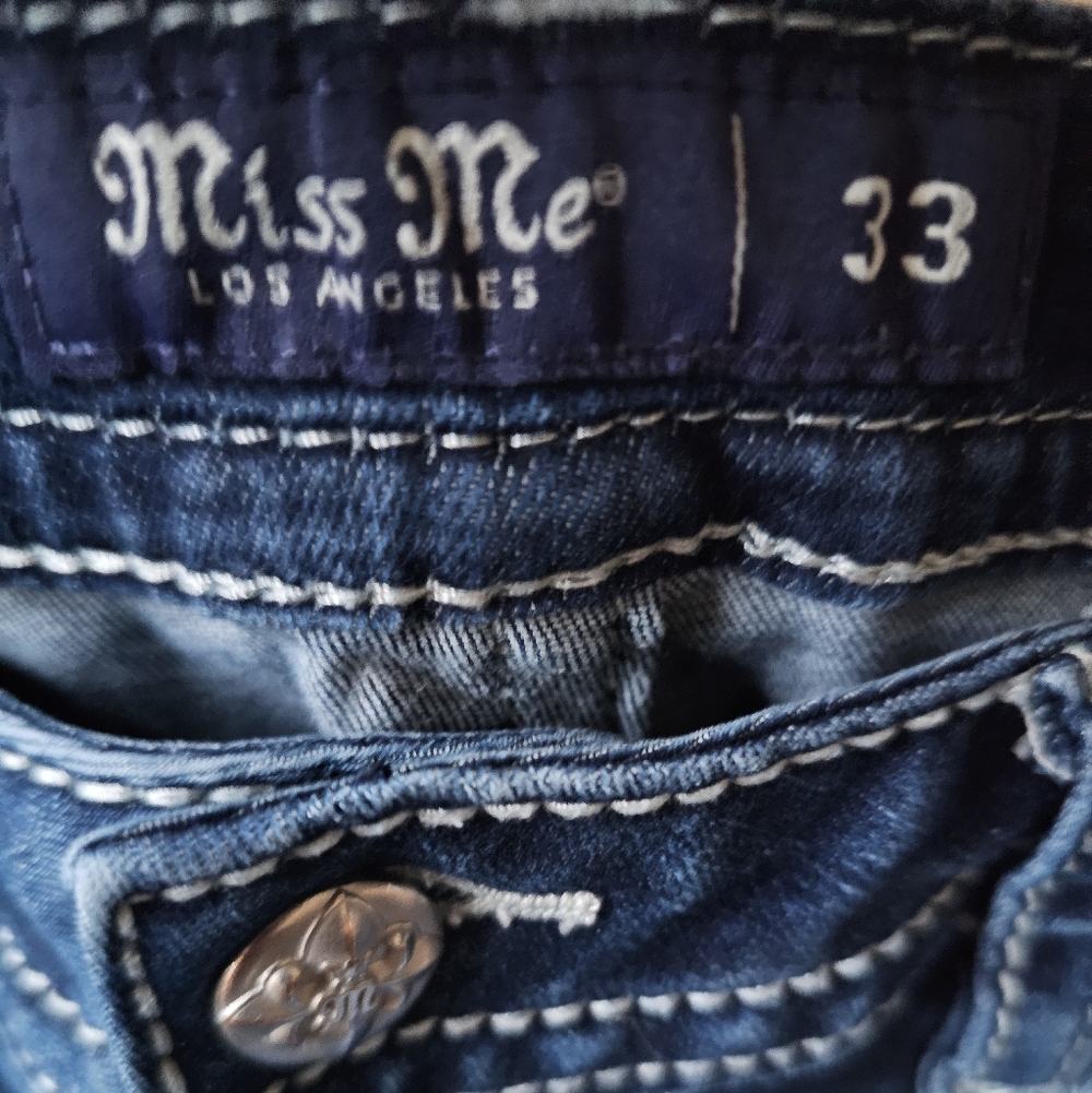 Miss Me Dark Blue Boot Cut Jeans with Decorative Pocket - Picture 8 of 13